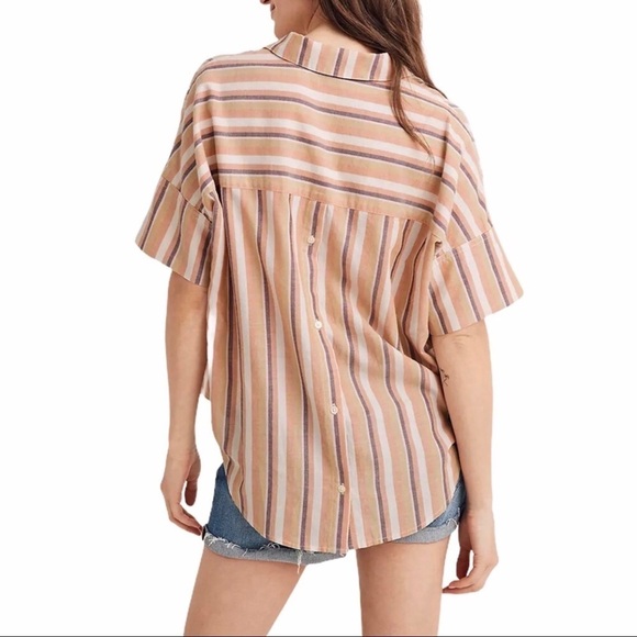 Madewell Courier Rainbow Stripe Button Back Shirt Size XS Style AL977 - Picture 2 of 7